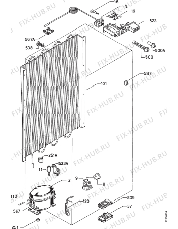 Взрыв-схема холодильника Zanussi ZC190F - Схема узла Cooling system 017