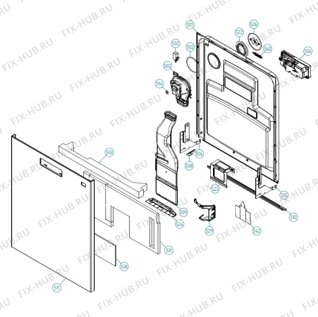 Схема №1 D5904 SOF EU   -Stainless (200026, DW90.C) с изображением Дверь для электропосудомоечной машины Gorenje 166803