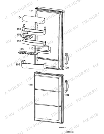 Взрыв-схема холодильника Electrolux ER8541B - Схема узла Door 003