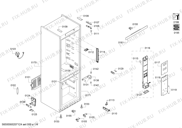 Схема №3 KGD56AI304 BOSCH с изображением Дверь для холодильной камеры Bosch 00717423