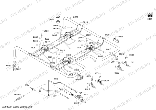 Взрыв-схема плиты (духовки) Bosch HGG223121M Bosch - Схема узла 06