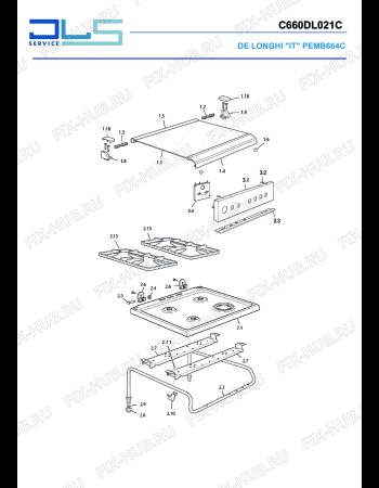 Схема №2 PEMB664C с изображением Поверхность для духового шкафа DELONGHI 3316N402C