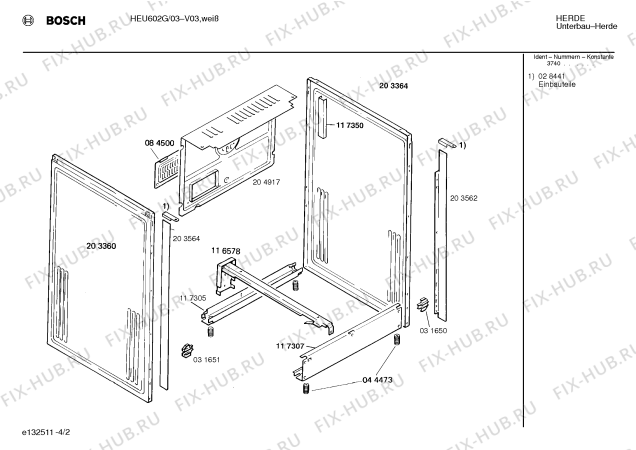 Схема №2 0750292025 HEU602F с изображением Панель для духового шкафа Bosch 00117409