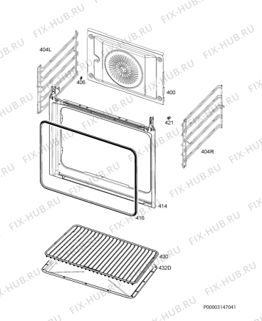 Взрыв-схема плиты (духовки) Electrolux EOA3460AOW - Схема узла Oven