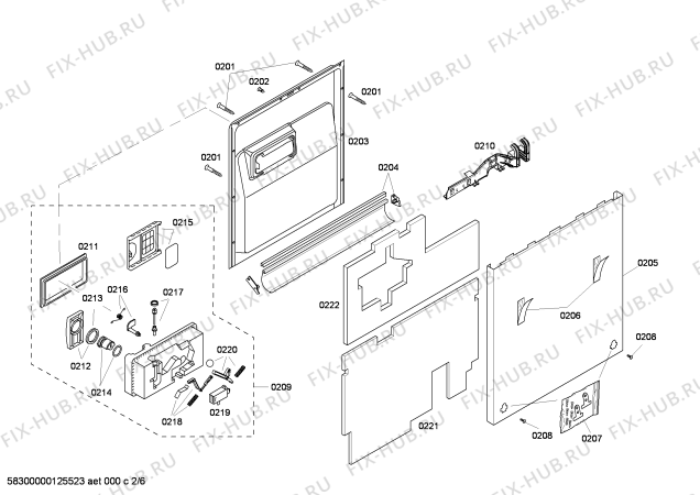 Взрыв-схема посудомоечной машины Bosch SHV45M03UC - Схема узла 02