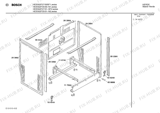 Взрыв-схема плиты (духовки) Bosch HES502F35 - Схема узла 02