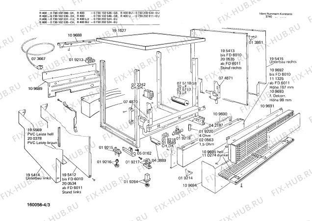 Взрыв-схема посудомоечной машины Bosch 0730102531 R400 - Схема узла 03