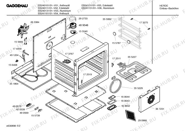 Схема №2 EB241101 с изображением Инструкция по эксплуатации Gaggenau для плиты (духовки) Bosch 00586037