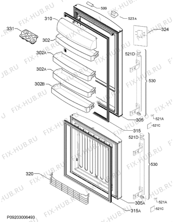 Взрыв-схема холодильника Electrolux ENF4452AOX - Схема узла Door 003