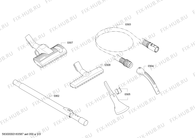 Взрыв-схема пылесоса Bosch BGB45331 Bosch GL 45 ProSilence Allergy - Схема узла 03