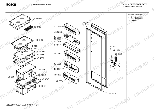 Схема №1 KSR34464GB с изображением Дверь для холодильной камеры Bosch 00242513
