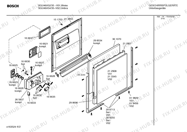 Взрыв-схема посудомоечной машины Bosch SGU46A52 Silence comfort - Схема узла 02