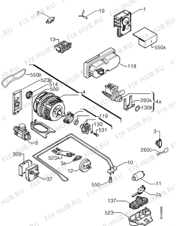 Взрыв-схема посудомоечной машины Aeg FAV7450IW - Схема узла Electrical equipment 268