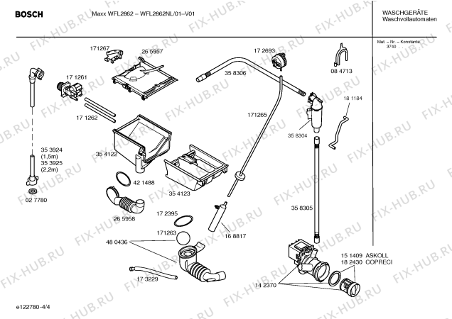 Схема №1 WFL2862NL Maxx WFL2862 с изображением Инструкция по установке и эксплуатации для стиралки Bosch 00591467