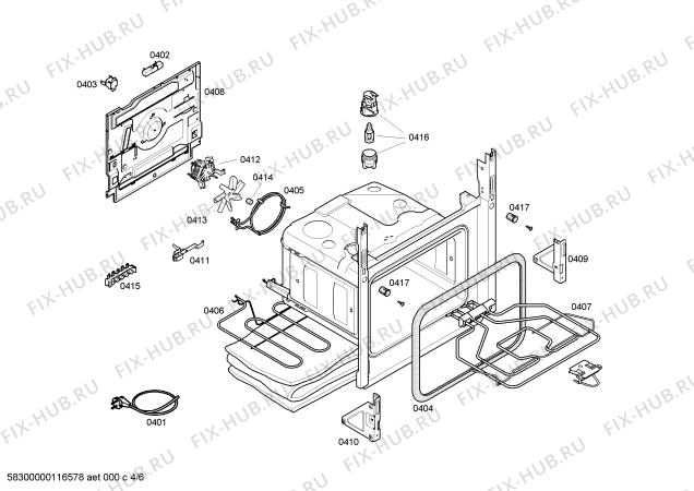 Взрыв-схема плиты (духовки) Bosch HSV744056N - Схема узла 04