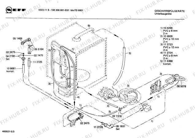 Взрыв-схема посудомоечной машины Neff 195306881 5223.11S - Схема узла 03