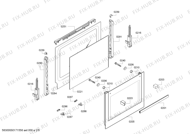 Взрыв-схема плиты (духовки) Bosch HBA42S350R H.BO.NP.L2D.IN.GLASS.B3/.X.E0_TIF/ - Схема узла 02