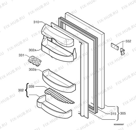 Взрыв-схема холодильника Brandt SB1500E - Схема узла Door 003