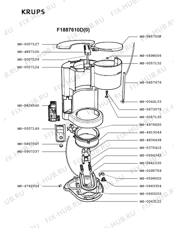 Взрыв-схема кофеварки (кофемашины) Krups F1887610D(0) - Схема узла HP001506.5P2