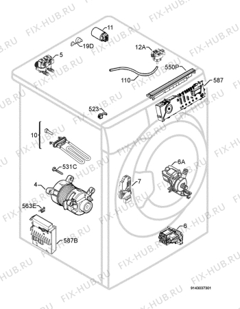 Взрыв-схема стиральной машины Rex Electrolux RWN12591W - Схема узла Electrical equipment 268