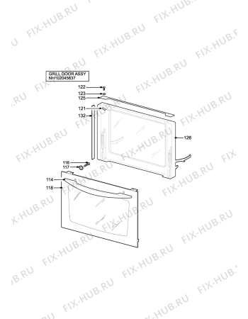 Взрыв-схема плиты (духовки) Electrolux EDB710B - Схема узла H10 Grill door assy