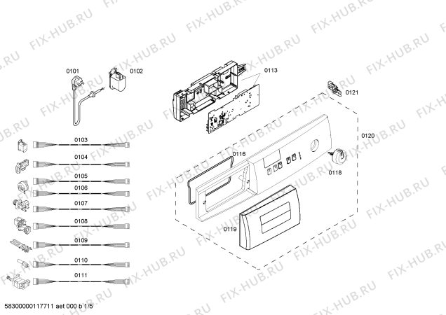 Схема №5 4TE850A с изображением Панель управления для стиральной машины Bosch 00660130