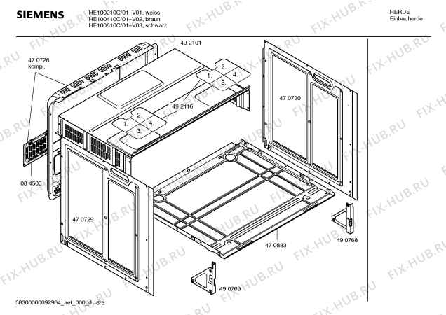 Схема №4 HE100610C с изображением Инструкция по эксплуатации для плиты (духовки) Siemens 00590509