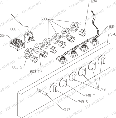 Схема №1 K7304W (164075, K44D1-244VD) с изображением Кнопка (ручка регулировки) для духового шкафа Gorenje 183487