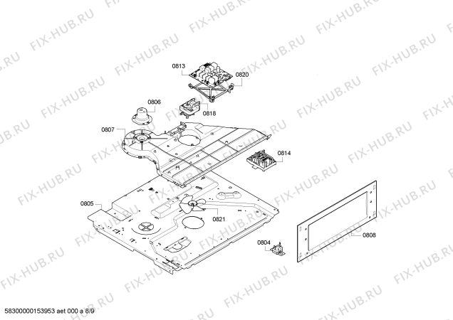 Взрыв-схема плиты (духовки) Siemens HB55MB551B - Схема узла 09