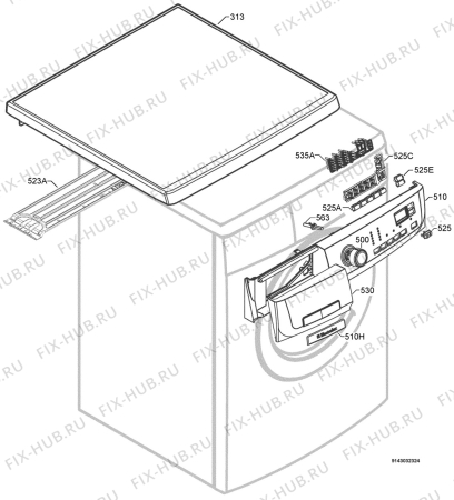 Взрыв-схема стиральной машины Electrolux EWF16589W - Схема узла Command panel 037