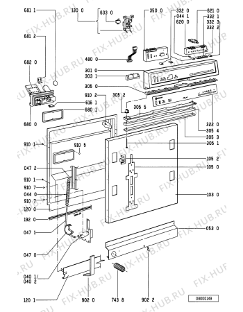 Схема №2 GSI 4853 TW-BR с изображением Панель для посудомоечной машины Whirlpool 481245379624