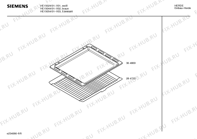 Взрыв-схема плиты (духовки) Siemens HE15054 - Схема узла 06
