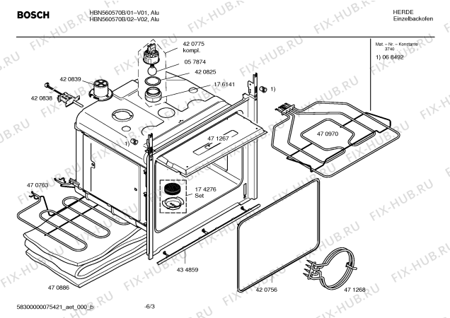 Взрыв-схема плиты (духовки) Bosch HBN560570B - Схема узла 03