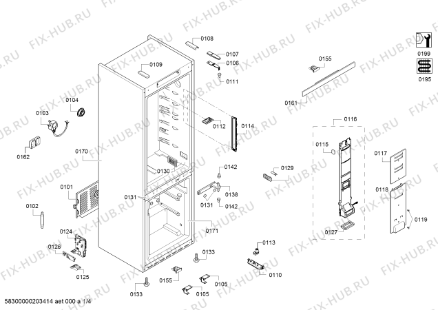 Схема №2 KG56NLW30N с изображением Дверь морозильной камеры для холодильника Siemens 00776247
