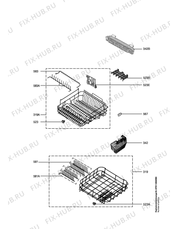 Взрыв-схема посудомоечной машины Aeg Electrolux FAV43085VI - Схема узла Baskets, tubes 061