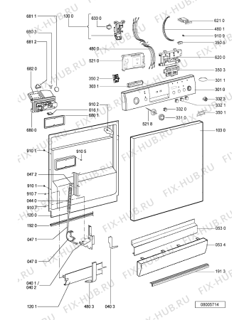 Схема №1 ADP 4710/5 IX с изображением Обшивка для посудомойки Whirlpool 481245373087