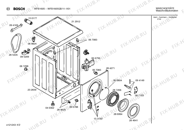 Взрыв-схема стиральной машины Bosch WFB1605GB - Схема узла 02