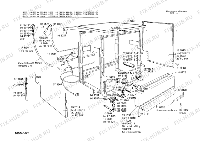 Схема №4 CG0112A51 с изображением Корпус для посудомоечной машины Bosch 00106542