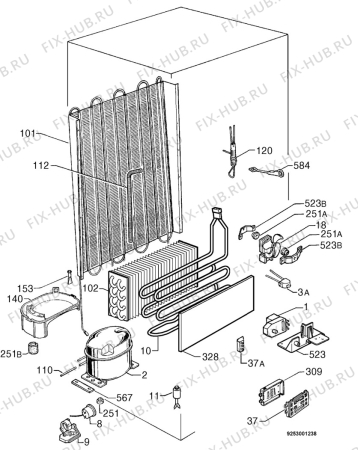 Взрыв-схема холодильника Juno JKG8495 - Схема узла Cooling system 017