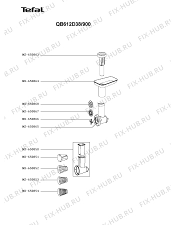 Взрыв-схема кухонного комбайна Tefal QB612D38/900 - Схема узла MP005683.0P4