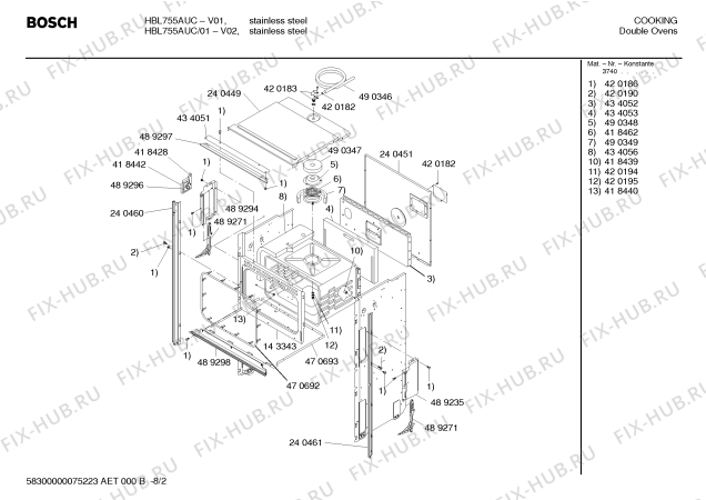 Схема №5 HBL756AUC с изображением Кабель для холодильной камеры Bosch 00489293
