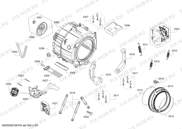 Взрыв-схема стиральной машины Bosch WAT28661ME - Схема узла 03