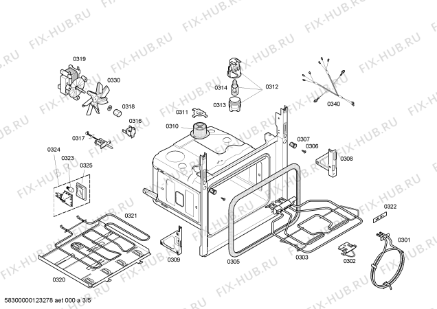 Схема №3 3HDS530X h.ba.ind.mltf.inx.pta_cr.worktop.touch с изображением Передняя часть корпуса для плиты (духовки) Bosch 00664941