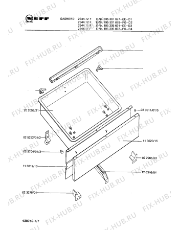 Схема №3 195304931 2344.11HEWS с изображением Уплотнитель для духового шкафа Bosch 00053634