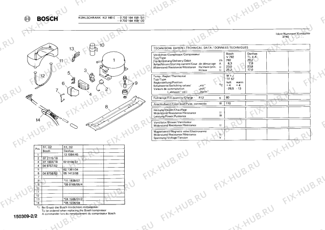 Взрыв-схема холодильника Bosch 0702164158 KUE160E - Схема узла 02