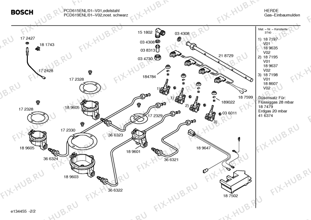 Схема №1 PCH615ENL Bosch с изображением Инструкция по эксплуатации для духового шкафа Bosch 00582120