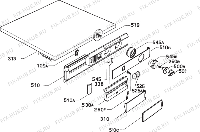 Взрыв-схема стиральной машины Zanussi ZF40 - Схема узла Command panel 037