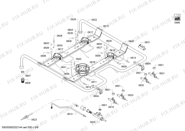 Взрыв-схема плиты (духовки) Bosch HGA332150M - Схема узла 06