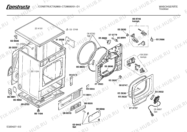 Взрыв-схема сушильной машины Constructa CT28600 2860 - Схема узла 02