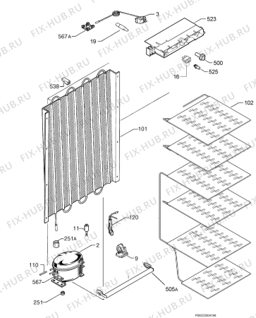 Взрыв-схема холодильника Electrolux EUC6930 - Схема узла Cooling system 017